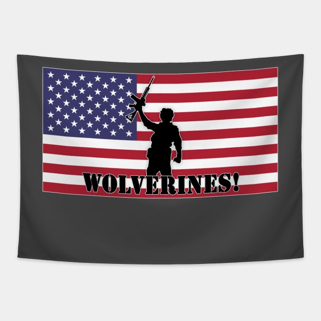 Wolverines! USA Flag Tapestry by HellraiserDesigns