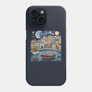 Night at Falmouth Harbour, Cornwall Folk Art Phone Case