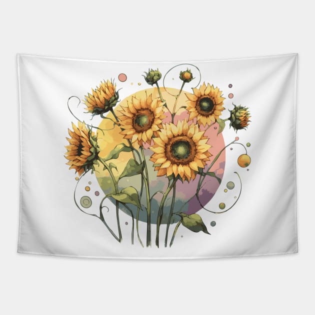 Sunflowers Watercolor Tapestry by Heartsake