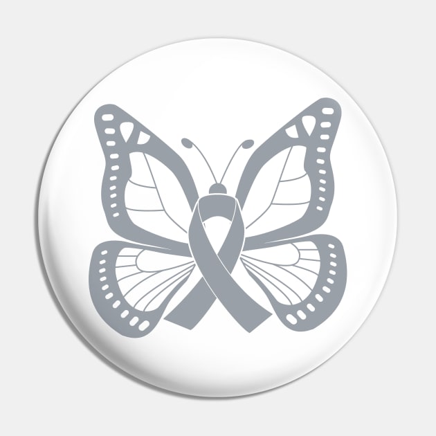 Silver Butterfly Awareness Ribbon Pin by FanaticTee