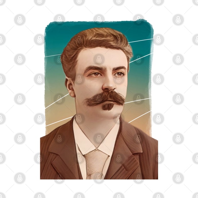 French Author Guy de Maupassant illustration by Litstoy 