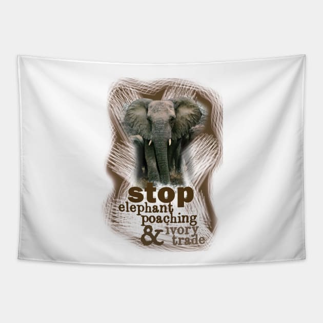 Stop Elephant Poaching & Ivory Trade Tapestry by Crazydodo