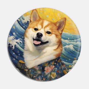 Happy Shiba Inu on The Beach Pin