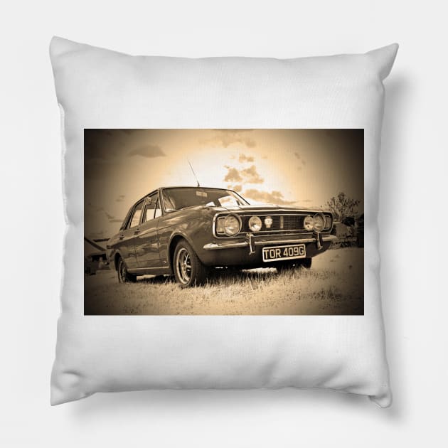 Ford Cortina MK 2 Pillow by AndyEvansPhotos