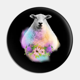 Watercolor Floral Sheep Pin