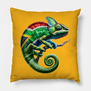 Chameleon Colorful South Africa Flag Safari Cute & Funny Pillow
