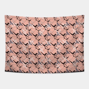 Yoga and Nurse Pink Japanese Patterns Tapestry