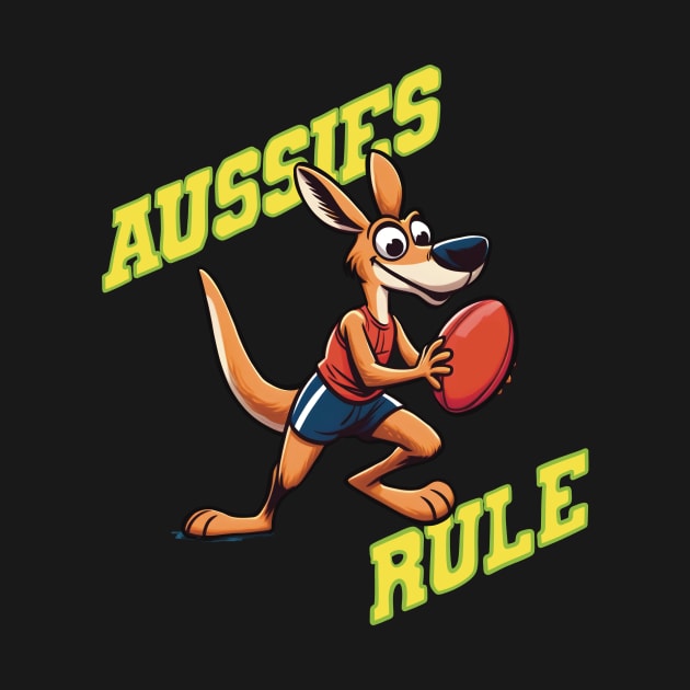 Aussies Rule Cute Funny football Kangaroo by LozsArt