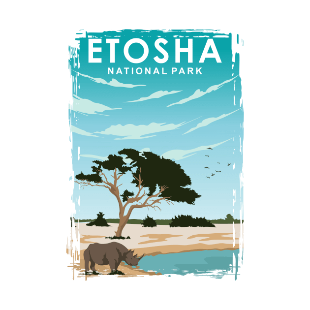 Etosha National Park Travel Poster Art Print by jornvanhezik