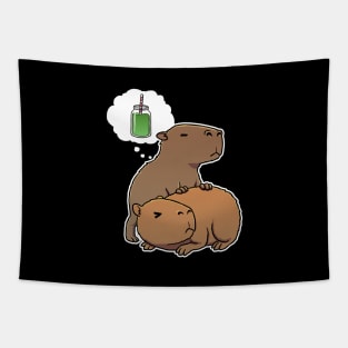 Capybara thirsty for Green juice smoothie Tapestry