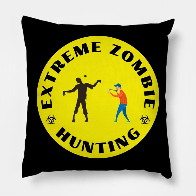 Extreme Zombie Hunting Pillow by ZombieTeesEtc