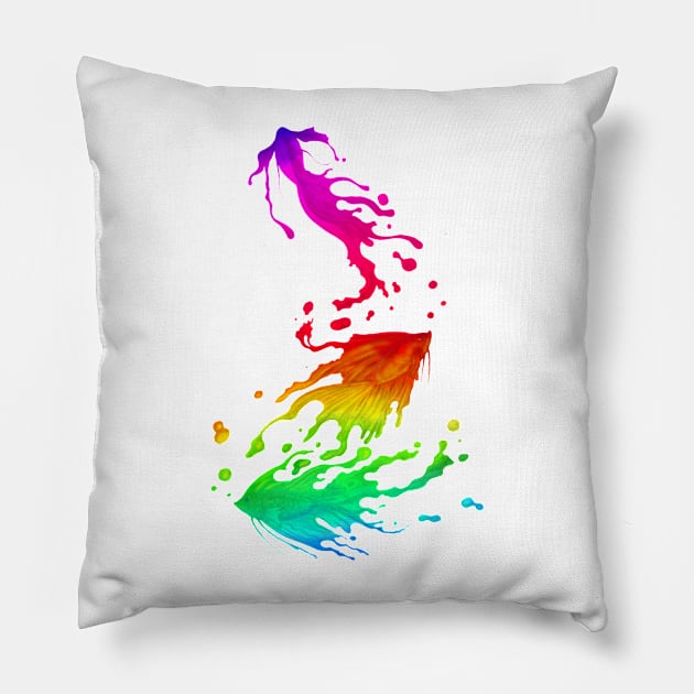 Rainbow Fighting Fish Pillow by jilesfallen