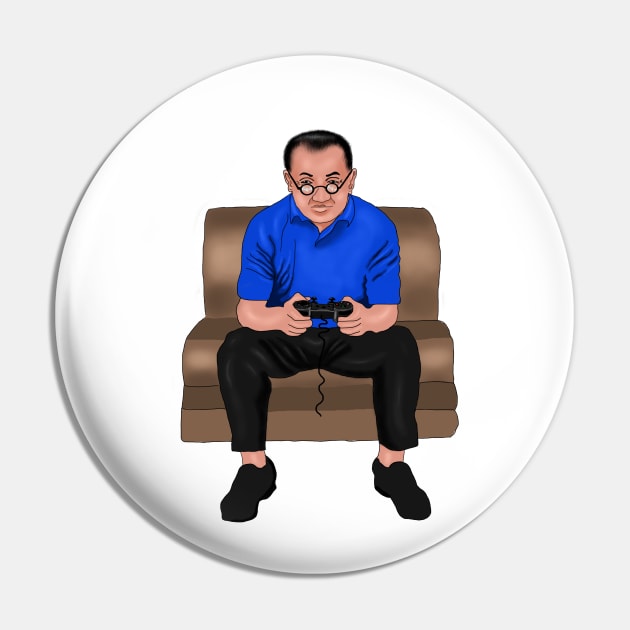 Dad Playing Games Pin by Merchweaver