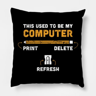 Pencil Computer Funny Tech Support Joke Pillow