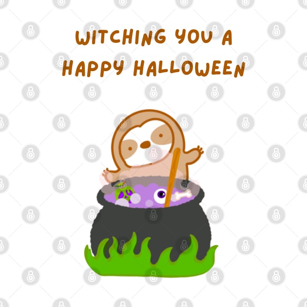 Wishing You A Happy Halloween Witch’s Brew Sloth by theslothinme