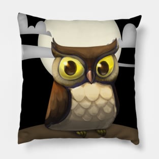 Cute Owl Full Moon Halloween Design Pillow