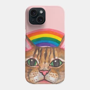 Cat Kitty face with rainbow Phone Case