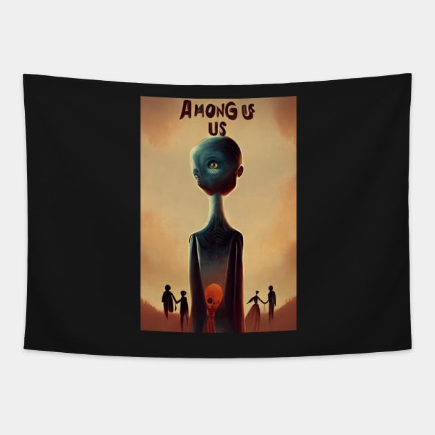 Monster Among us Tapestry by ai1art