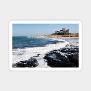 Waves coming ashore near Bamburgh Castle, Northumberland, UK Magnet