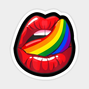 Lgbt Gay Lesbian Pride Sexy Lips Rainbow Magnet