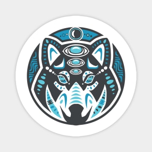 Wolf Shamanic Animal Emblem - Grey Blue Magnet