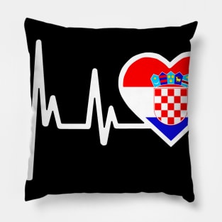 Croatia Heartbeat Flag Pillow