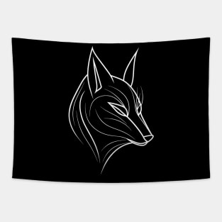 Minimalist Kitsune 1: Modern Interpretation of Japanese Mythical Creature Tapestry