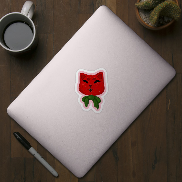 Strawberry Cat - Strawberry - Sticker