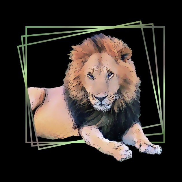 Lion drawing with graphic - big cat in Kenya / Africa by T-SHIRTS UND MEHR