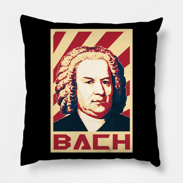 Johann Sebastian Bach Retro Propaganda Pillow by Nerd_art