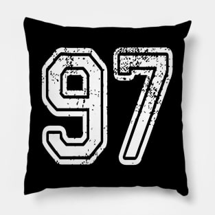 Number 97 Grungy in white Pillow