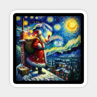 Stellar Santa - Starry Night Sky Holiday Art Prints Magnet