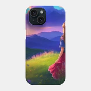 Girl in the landscape. Phone Case