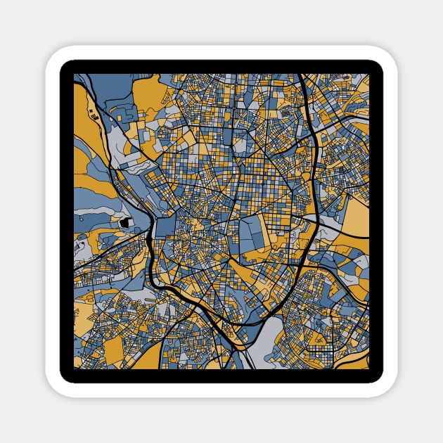 Madrid Map Pattern in Blue & Gold Magnet by PatternMaps