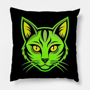 Neon green cat head Pillow