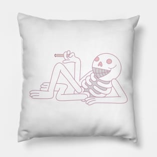 Pink Smokin Skeleton Pillow