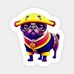 Cute Pug in Sailor Hat - Adorable Childish Pug with Nautical Hat Costume Magnet