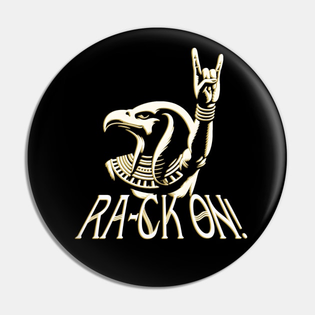 Horns Up! with Metalhead Sun God Ra Pin by MetalByte