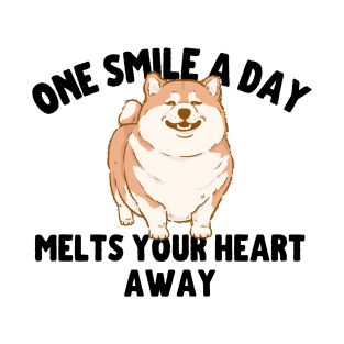 One Smile A Day Melts Your Heart Away Cute Shiba Akita Inu T-Shirt