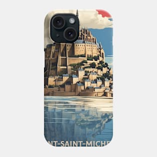 Mont Saint Michel France Tourism Vintage Poster Phone Case