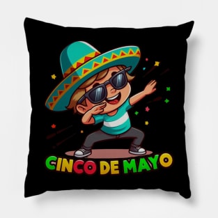 Dabbing BOY sunglasses  Cinco De Mayo Let's Fiesta Mexican Party Pillow