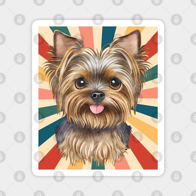 Cute Yorkshire Terrier Dog Breed 80s 90s Retro Style Vintage Design Animal Pet Magnet by Inspirational And Motivational T-Shirts