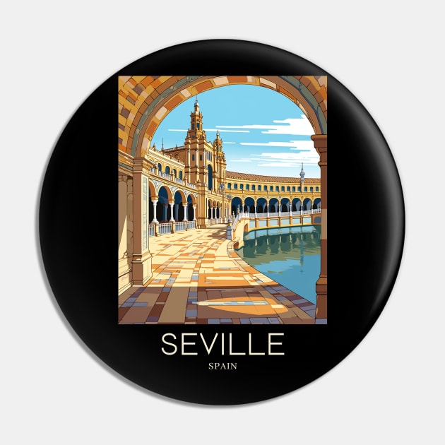 A Pop Art Travel Print of Seville - Spain Pin by Studio Red Koala