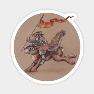 Squirrel in Shining Armor with trusted Bunny Steed Magnet