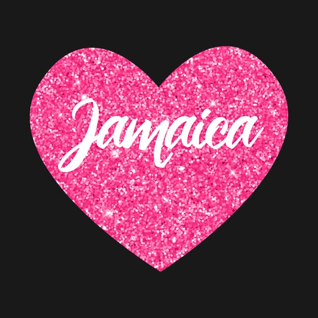 I Love Jamaica Pink Heart Gift for Women and Girls by JKFDesigns