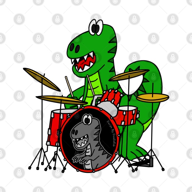 Dinosaur Drummer T-Rex Playing Drums Musician by doodlerob