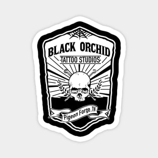 Black orchid tattoo skull Magnet