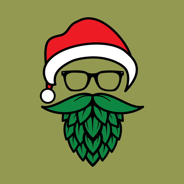 Hipster Santa Hops Beard, Beer Lover Christmas by cottoncanvas