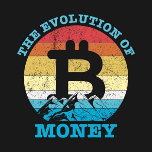 Bitcoin Crypto Retro Vintage Logo The Evolution of Money Cryptocurrency T-Shirt T-Shirt