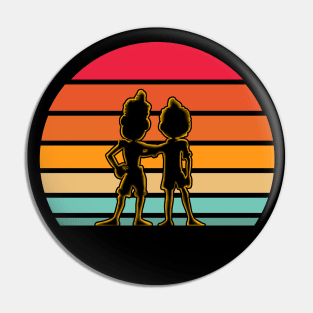 Italian Sunset with Luca and Alberto - Cartoon Black Pin